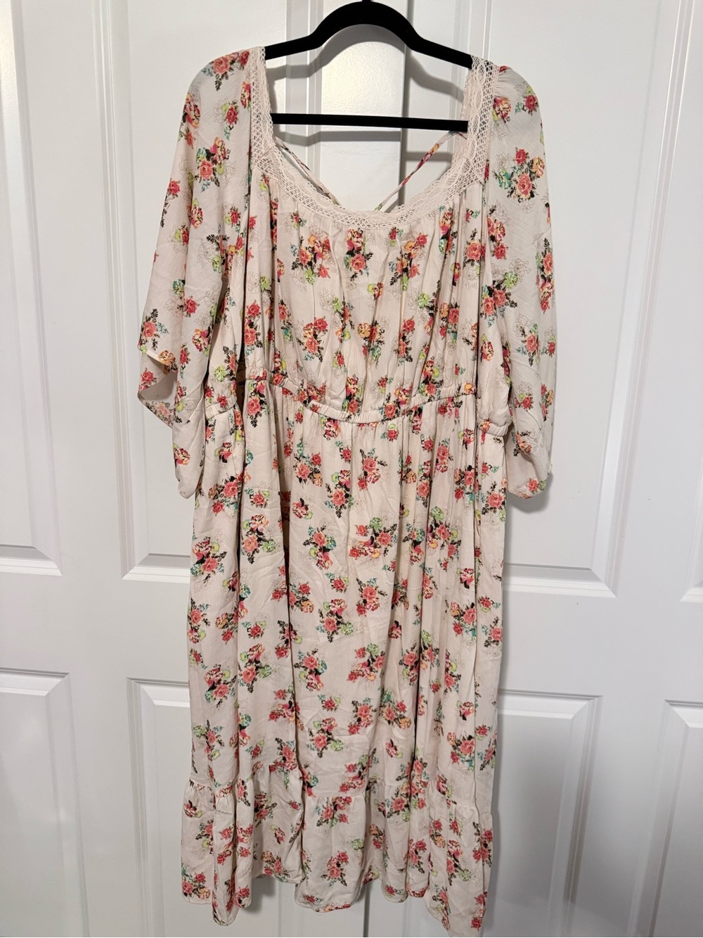 torrid Cream Midi Dress with Peach Floral Print